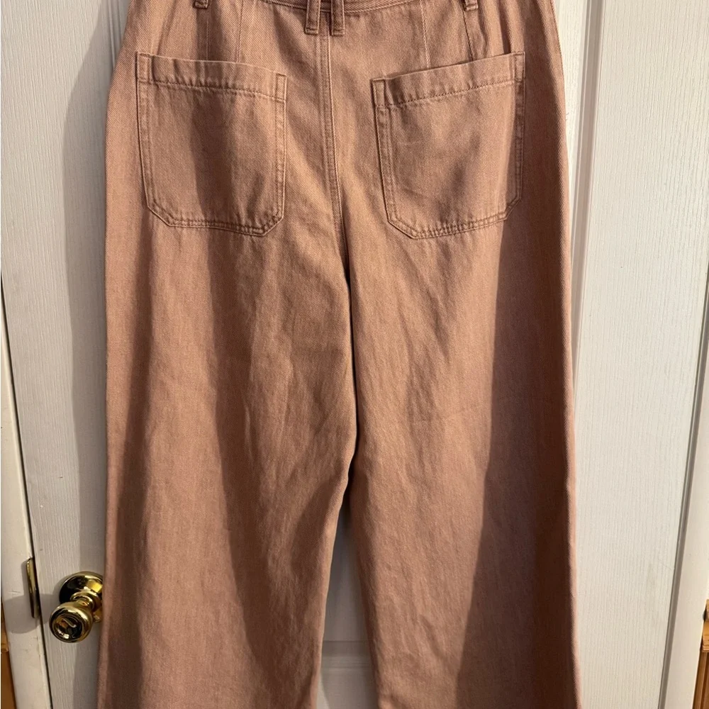 Rewash Wide-Leg High-Rise Pants in Light blush peach - Picture 3 of 5